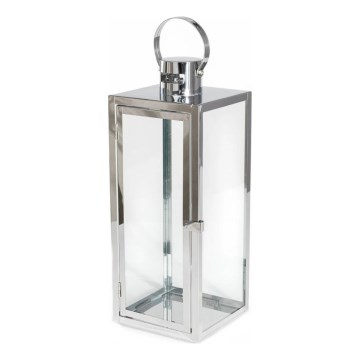 Lanterne décorative TOWER 49 cm en chrome brillant