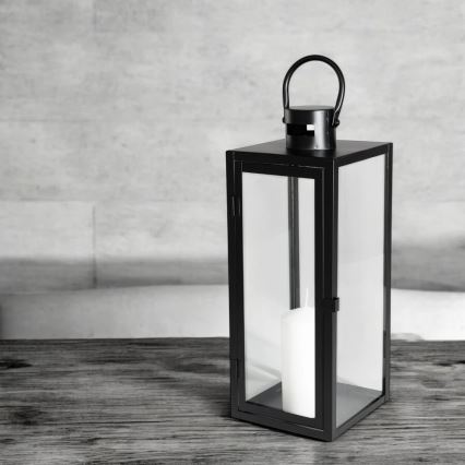 Lanterne décorative TOWER 49 cm noire