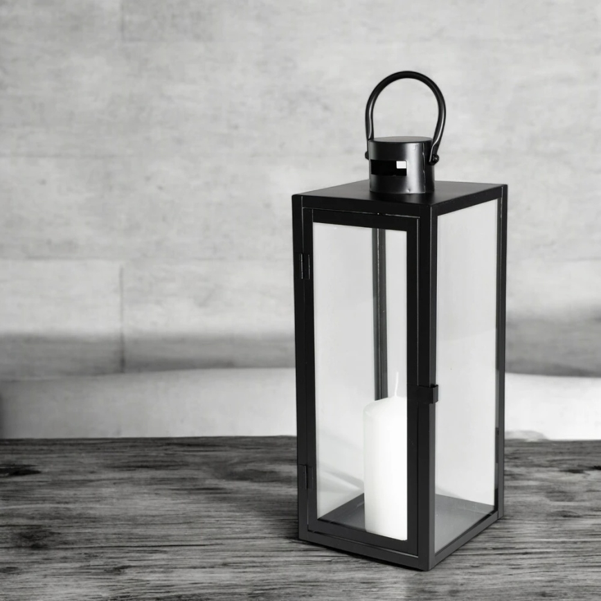 Lanterne décorative TOWER 49 cm noire