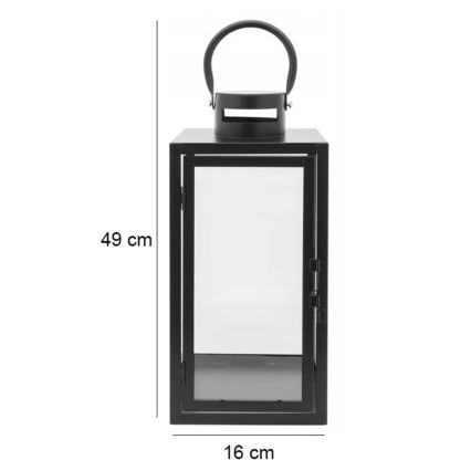 Lanterne décorative TOWER 49 cm noire