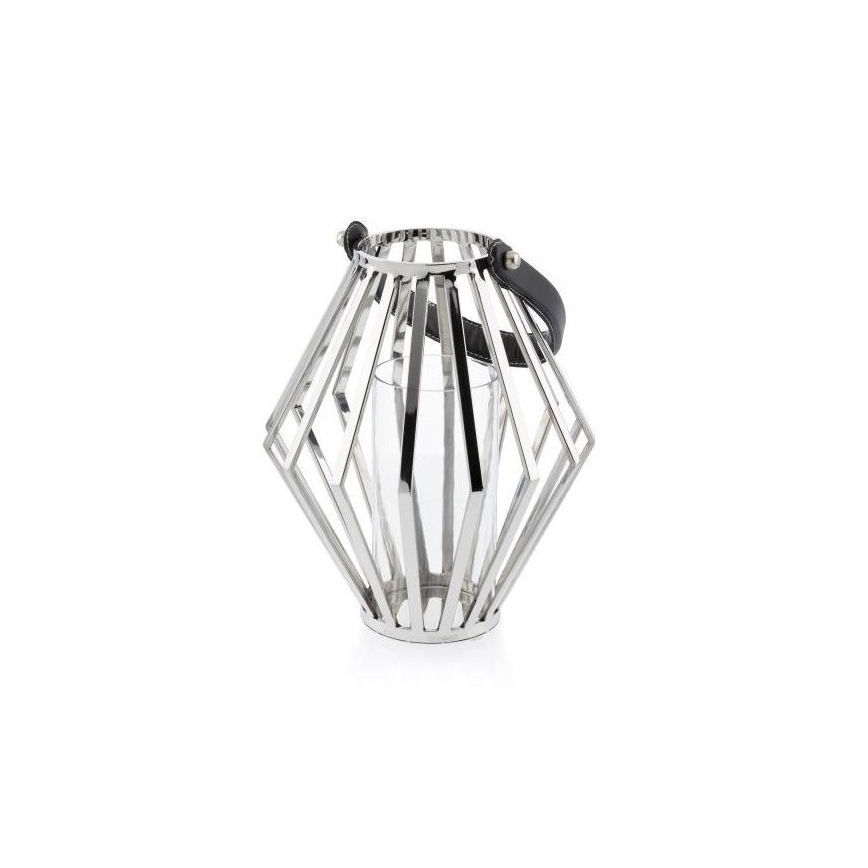 Lanterne GEOM 31 cm chrome brillant/noir