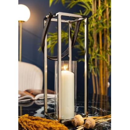 Lanterne LAMPION 46 cm chrome brillant/noir