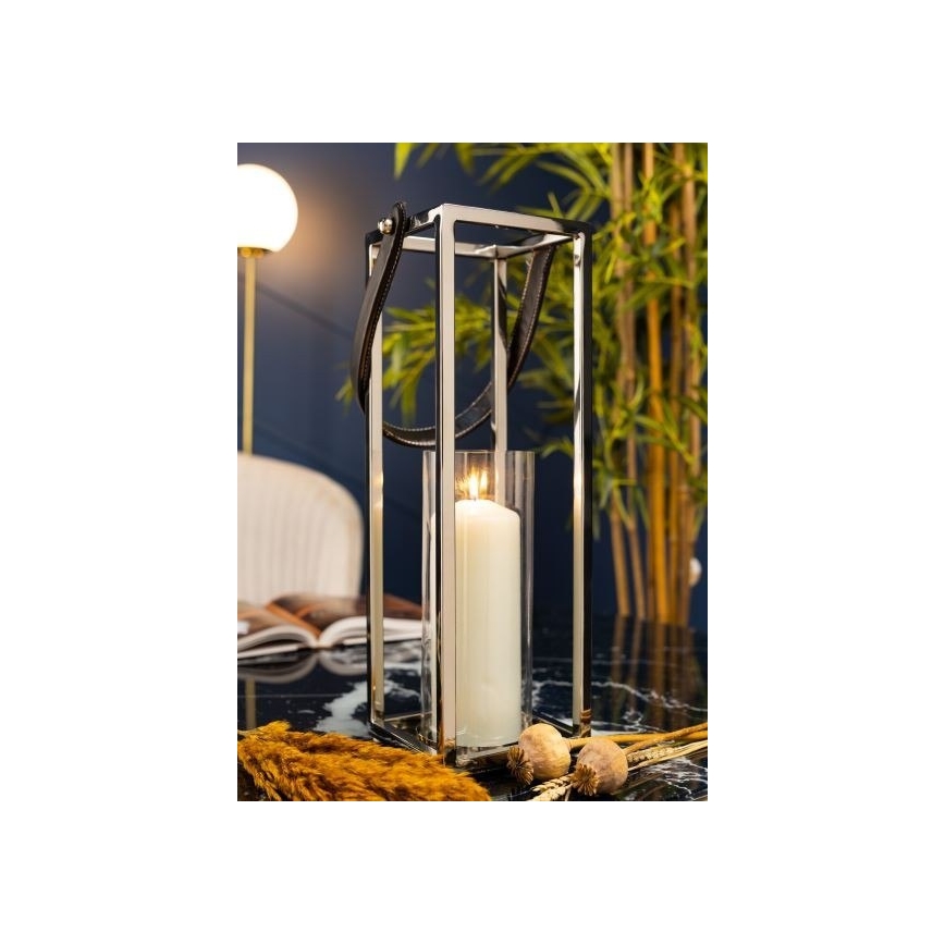 Lanterne LAMPION 46 cm chrome brillant/noir