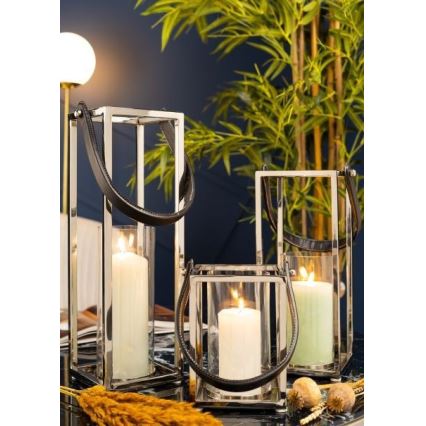 Lanterne LAMPION 46 cm chrome brillant/noir