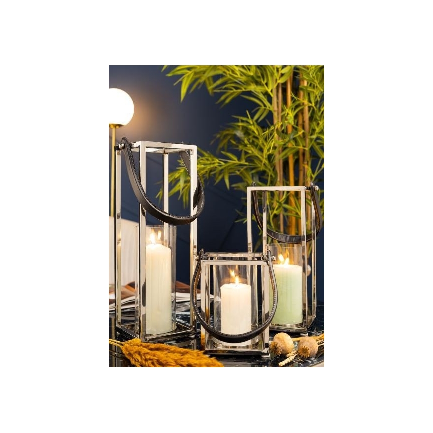 Lanterne LAMPION 46 cm chrome brillant/noir