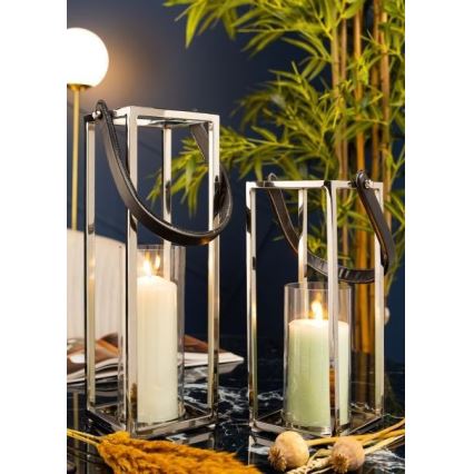 Lanterne LAMPION 46 cm chrome brillant/noir