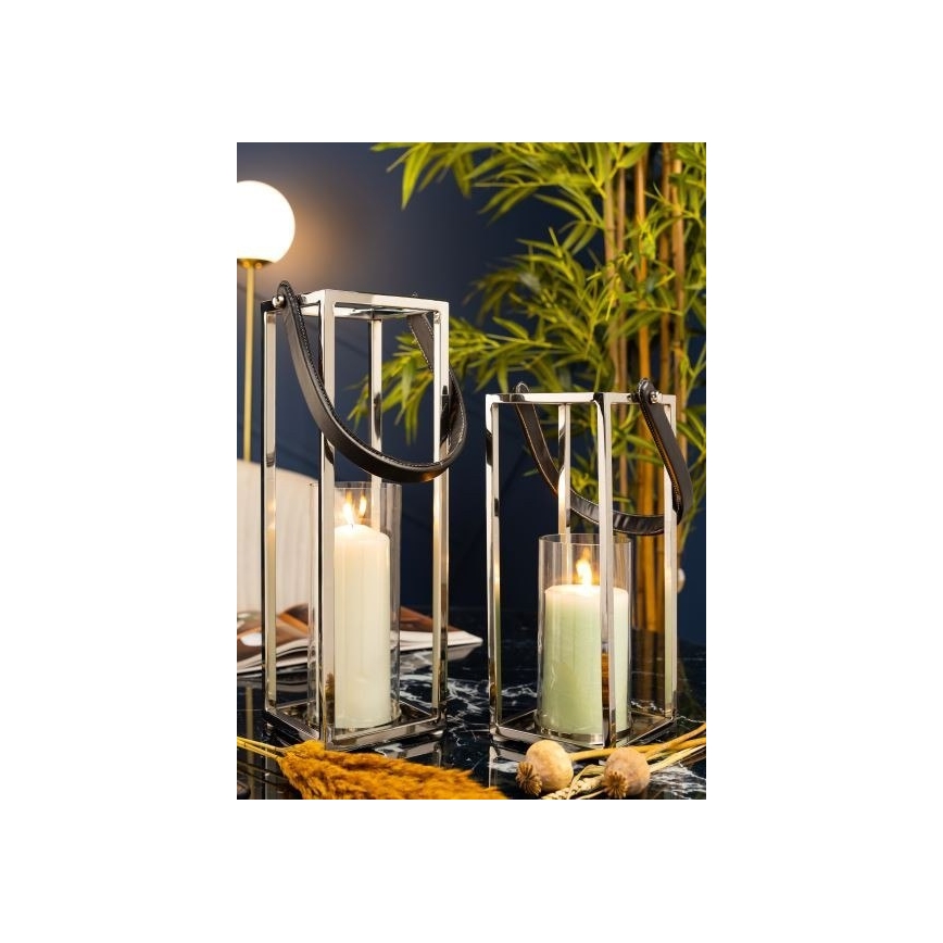 Lanterne LAMPION 46 cm chrome brillant/noir