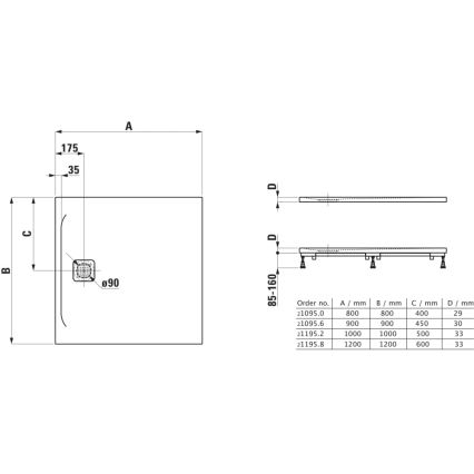 LAUFEN H2109560000001 - Receveur de douche carré PRO 90 x 90 cm Marbond/blanc