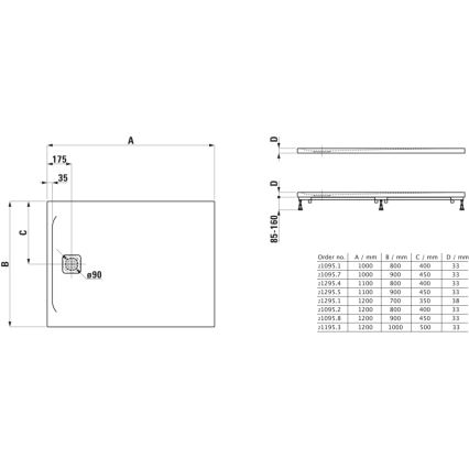 LAUFEN H2109580000001 - Receveur de douche rectangulaire PRO 120x90 cm marbond/blanc