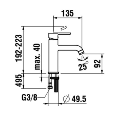 LAUFEN H3110810811201 - Robinet de lavabo LUA 19,2 cm mat titane noir
