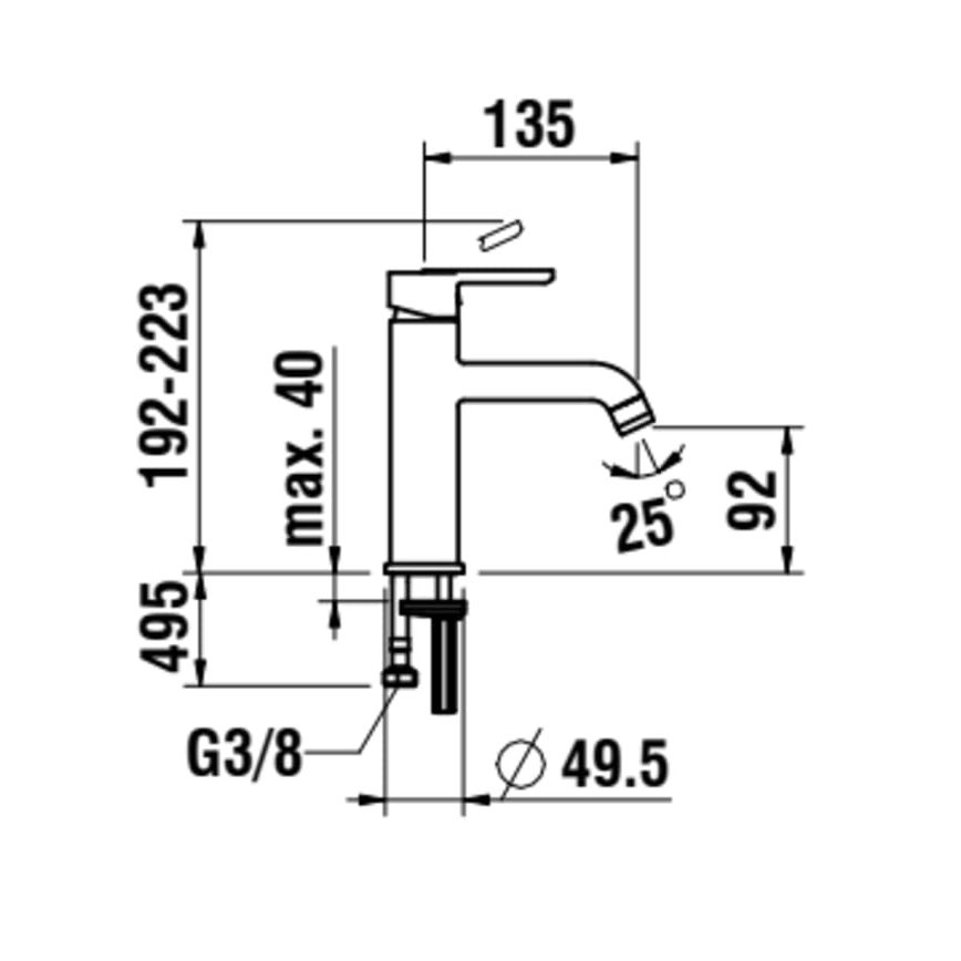 LAUFEN H3110810811201 - Robinet de lavabo LUA 19,2 cm mat titane noir