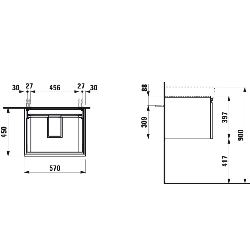 LAUFEN H4833720964791 - Meuble sous-lavabo PRO 57 cm chêne
