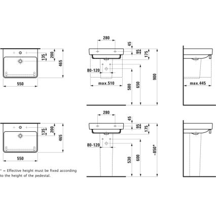 LAUFEN H8109620001041 - Lavabo à poser/à suspendre PRO 55x46,5 cm céramique/blanc