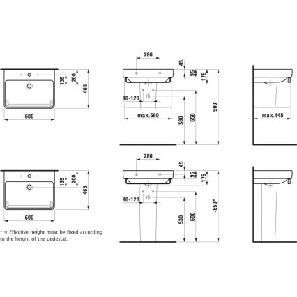 LAUFEN H8109630001041 - Lavabo à poser/à suspendre PRO 60x46,5 cm céramique/blanc
