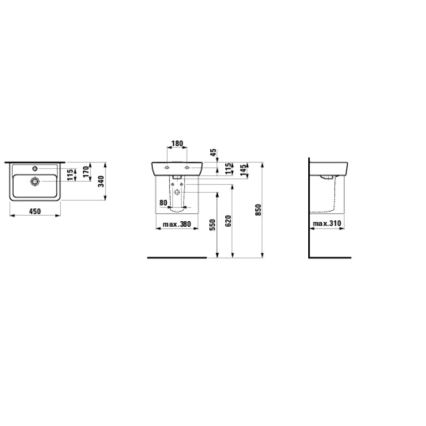 LAUFEN H8119510001041 - Lavabo à poser/suspendu PRO 45x34 cm céramique/blanc