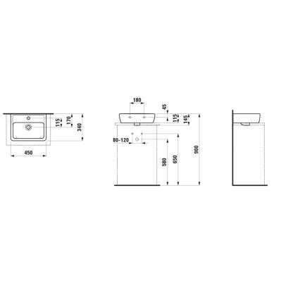 LAUFEN H8119520001041 - Lavabo à poser PRO 45x34 cm céramique/blanc