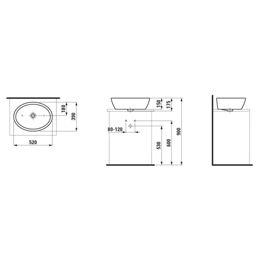 LAUFEN H8129640001121 - Lavabo à poser PRO 52x39 cm céramique/blanc