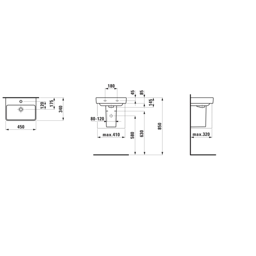 LAUFEN H8159610001041 - Lavabo à poser/à suspendre PRO 45x34 cm céramique/blanc