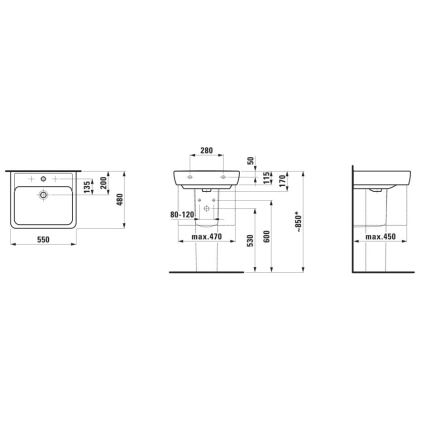 LAUFEN H8189510001041 - Lavabo à poser/suspendu PRO 55x48 cm céramique/blanc