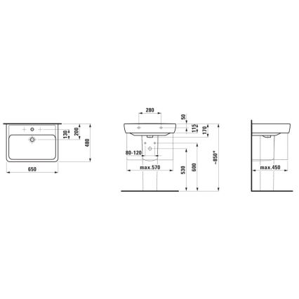 LAUFEN H8189530001041 - Lavabo à poser/suspendu PRO 65x48 cm céramique/blanc
