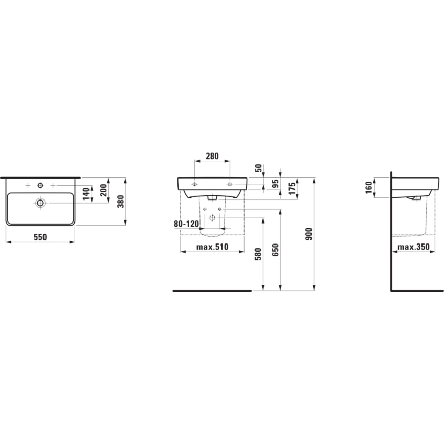 LAUFEN H8189580001041 - Lavabo à poser/à suspendre PRO 55 x 38 cm céramique/blanc
