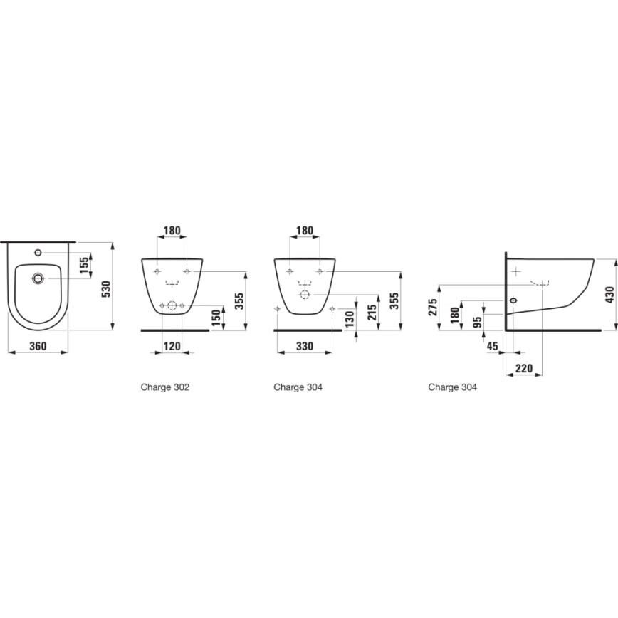 LAUFEN H8309520003021 - Bidet suspendu PRO céramique/blanc