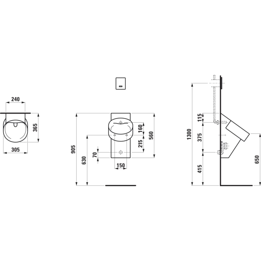 LAUFEN H8402850200001 - Urinoir VAL, alimentation arrière, évacuation arrière, céramique/noir brillant
