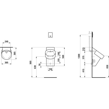 LAUFEN H8402857160001 - Urinoir VAL, arrivée d'eau arrière, évacuation arrière, céramique / noir mat