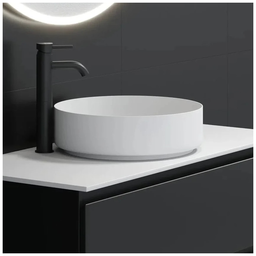 Lavabo à poser LJORDAL Ø 40 cm acier/blanc