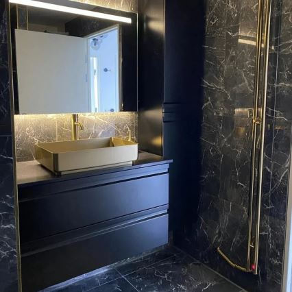 Lavabo à poser sur plan LJORDAL 52 x 34 cm, acier/laiton