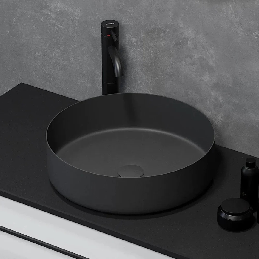 Lavabo à poser sur plan LJORDAL Ø 40 cm acier/noir