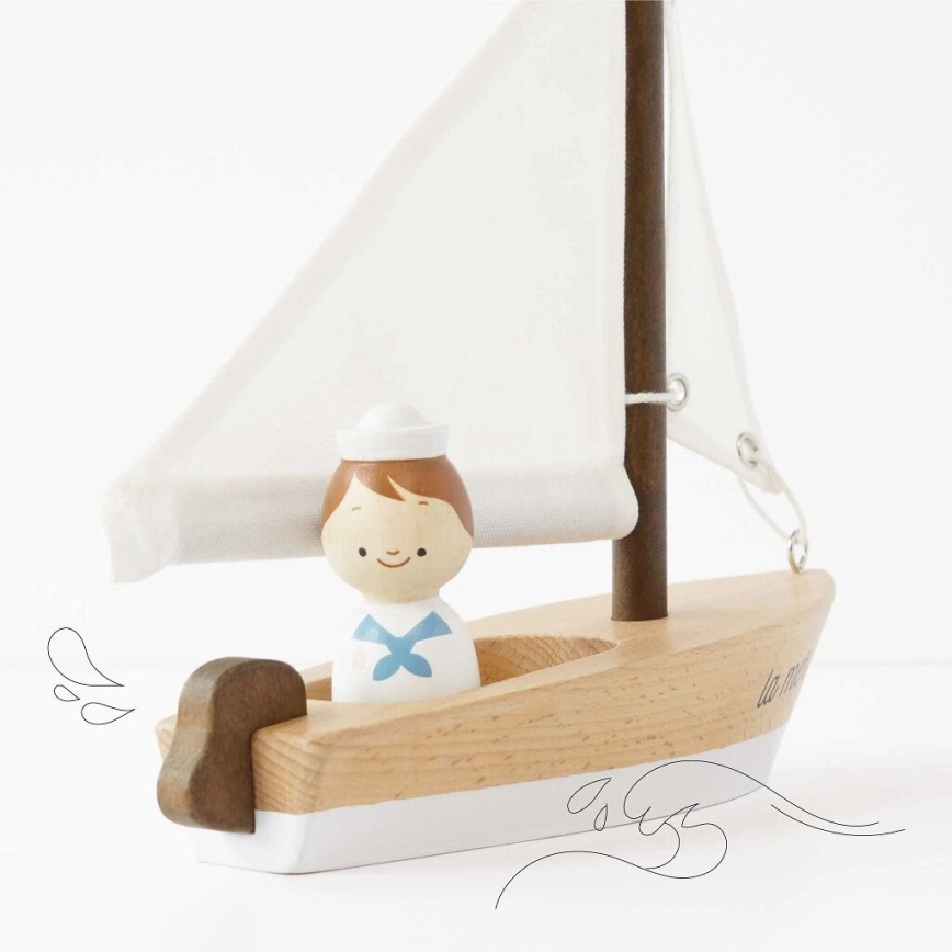 Le Toy Van - Bateau en bois avec capitaine hêtre