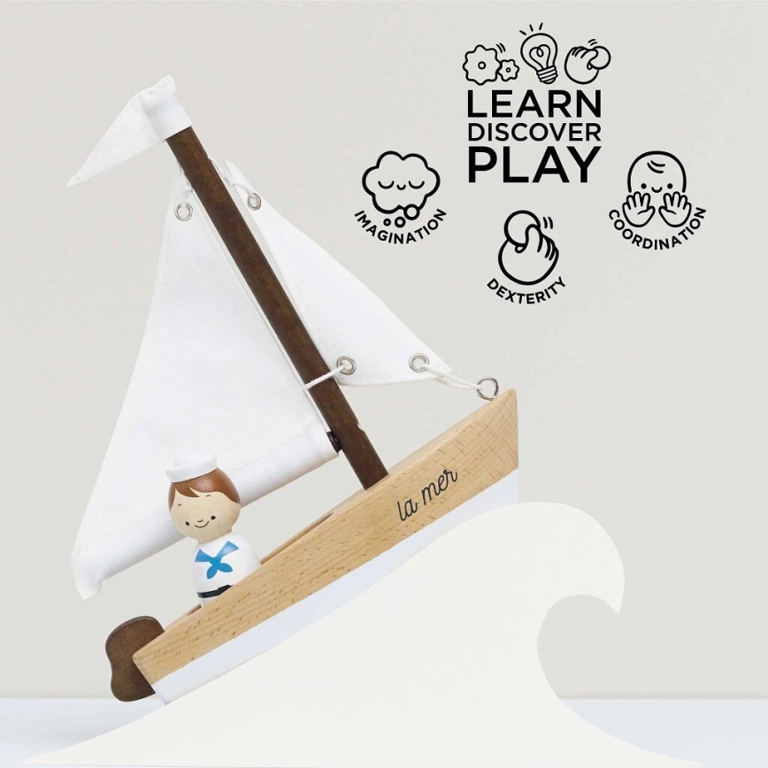 Le Toy Van - Bateau en bois avec capitaine hêtre