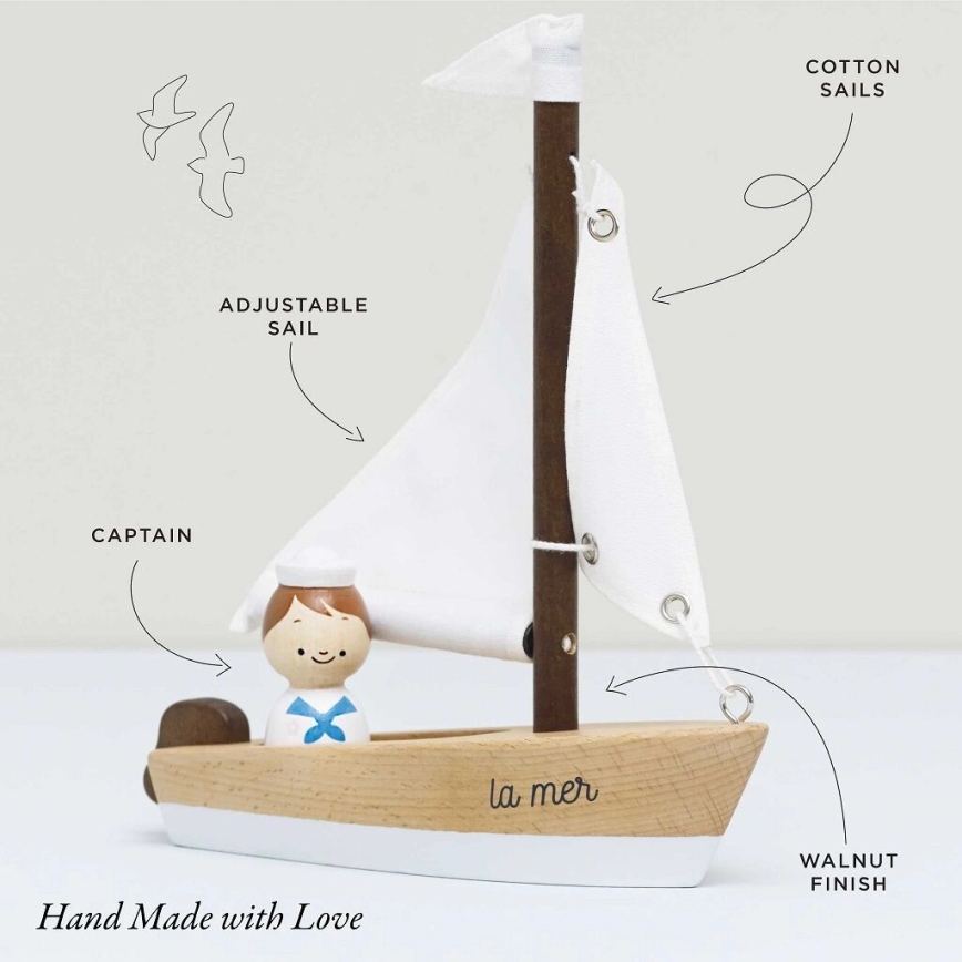 Le Toy Van - Bateau en bois avec capitaine hêtre