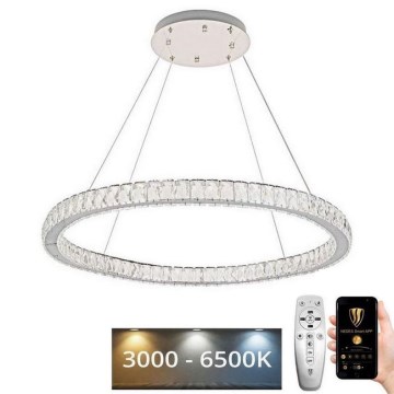 LED À intensité variable cristal suspension filaire LED/100W/230V 3000-6500K argent + télécommande