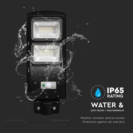 LED Lampe solaire à intensité variable avec détecteur de mouvement et de crépuscule LED/8W/3,2V 6000K IP65 9000 mAh noir + Télécommande
