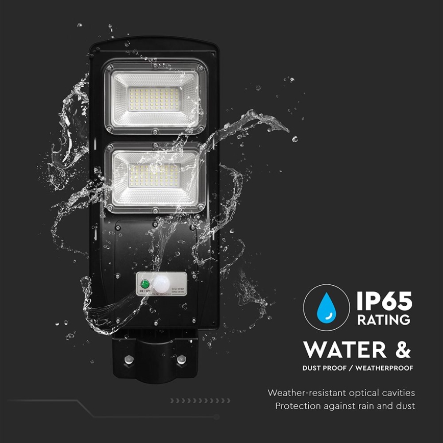 LED Lampe solaire à intensité variable avec détecteur de mouvement et de crépuscule LED/8W/3,2V 6000K IP65 9000 mAh noir + Télécommande