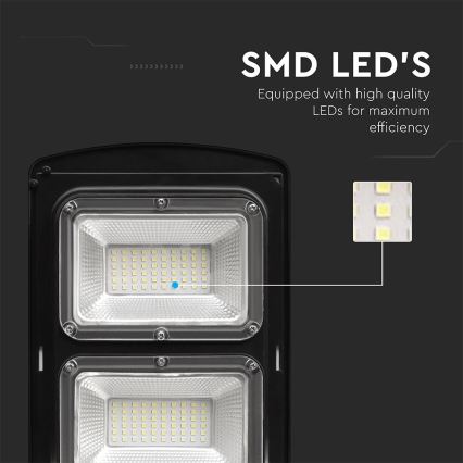 LED Lampe solaire à intensité variable avec détecteur de mouvement et de crépuscule LED/8W/3,2V 6000K IP65 9000 mAh noir + Télécommande