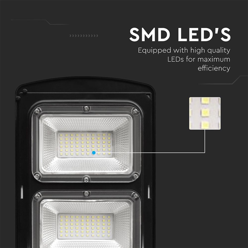 LED Lampe solaire à intensité variable avec détecteur de mouvement et de crépuscule LED/8W/3,2V 6000K IP65 9000 mAh noir + Télécommande