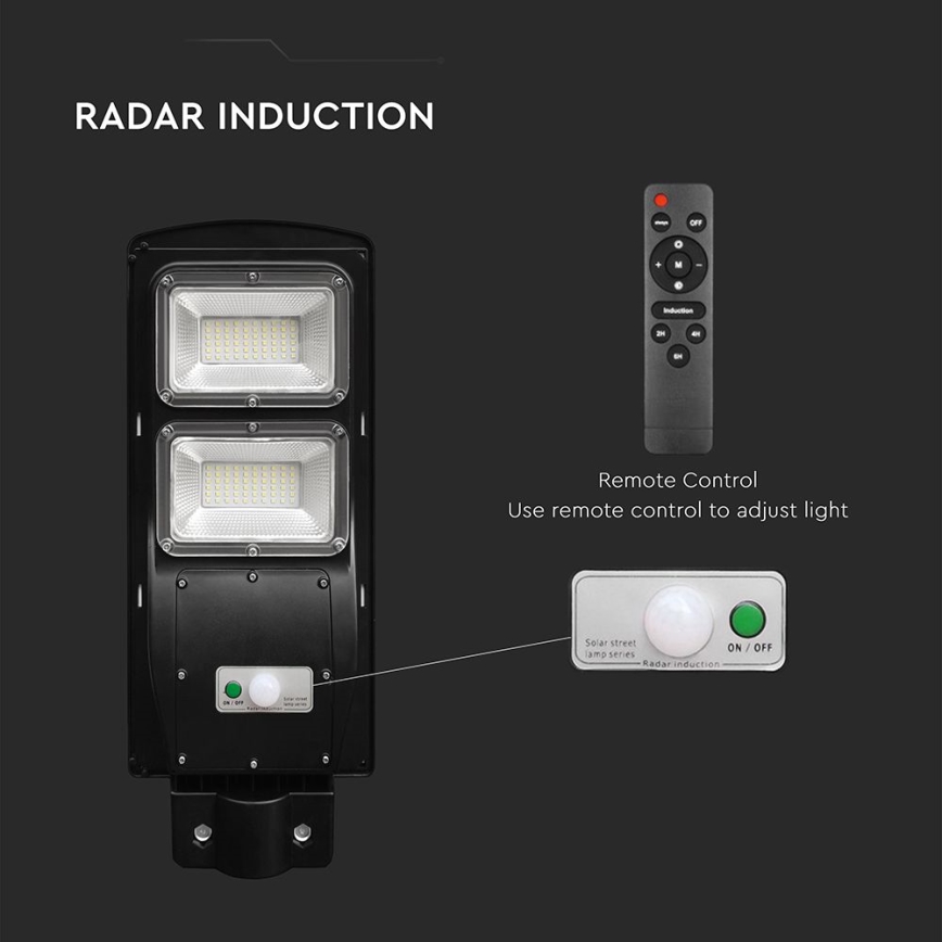 LED Lampe solaire à intensité variable avec détecteur de mouvement et de crépuscule LED/8W/3,2V 6000K IP65 9000 mAh noir + Télécommande
