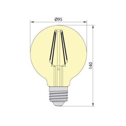 LED Ampoule CLASIC AMBER G95 E27/8W/230V 2200K – Brilagi