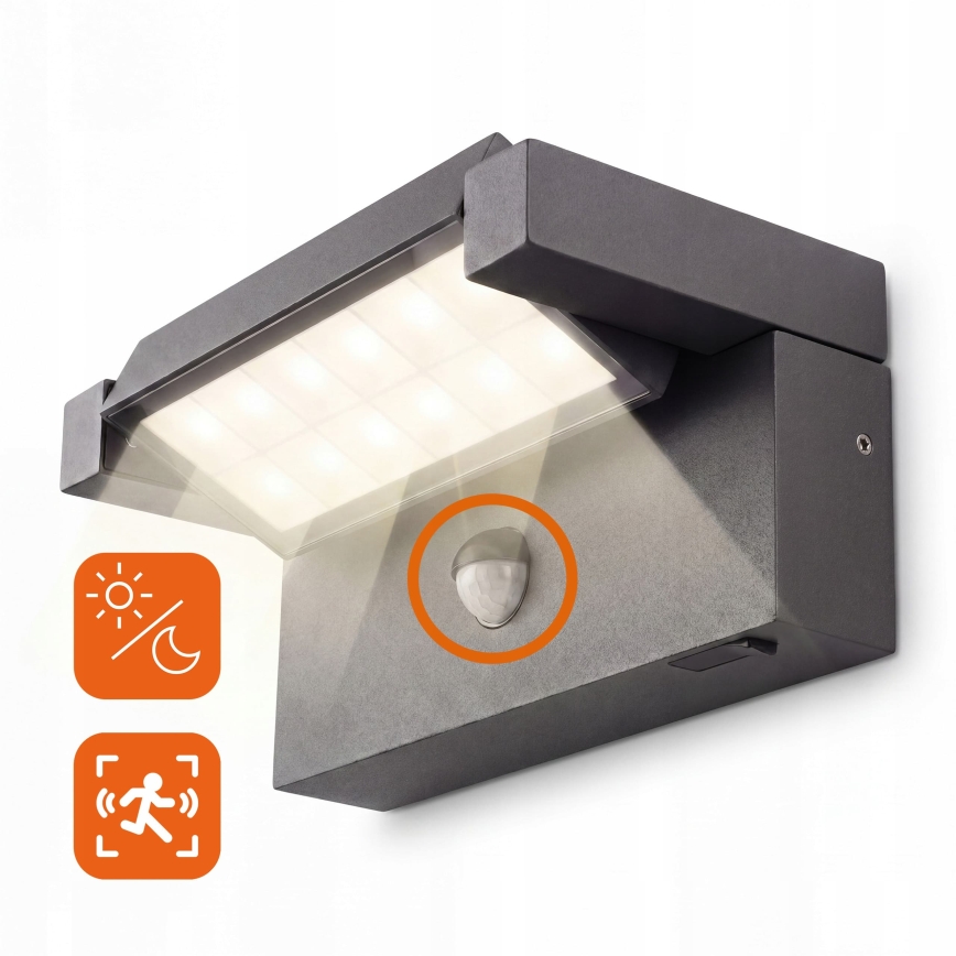 Applique murale d'extérieur LED avec détecteur de mouvement et capteur crépusculaire LED/25W/230V 3000/4000/6500K IP54 noire