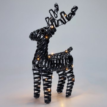 LED Décoration de Noël 30xLED/3xAA 37 cm blanc chaud renne/noir