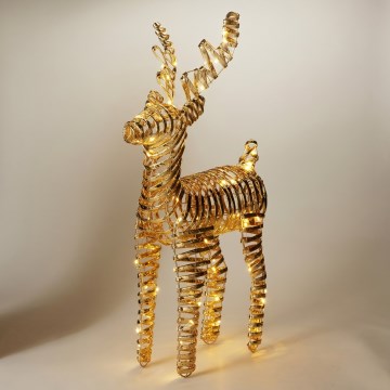 LED Décoration de Noël 60xLED/3xAA 60 cm blanc chaud renne/doré