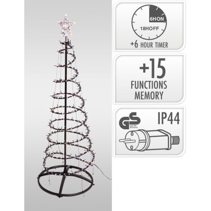 Sapin de Noël LED d'extérieur 150 cm — 524 LED / 230 V, 15 fonctions, IP44, blanc chaud
