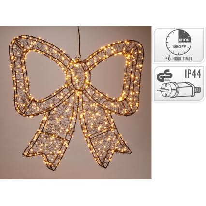 LED Décoration de Noël d'extérieur 720xLED/6W/230V 46 cm IP44 blanc chaud nœud/noir