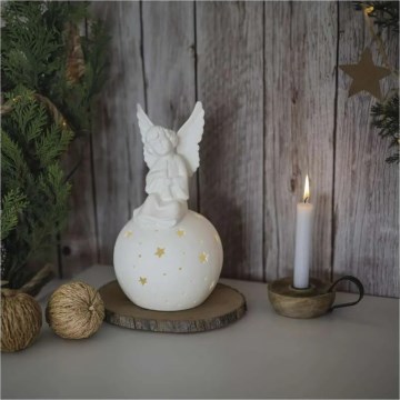 LED Décoration de Noël LED/0,4W/2xAA ange en céramique