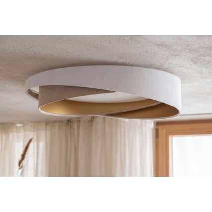 Plafonnier LED dimmable SMART GALAXY MODERN, 24 W, 230 V, 3000–6500 K, Ø 55 cm, blanc/beige/doré + télécommande