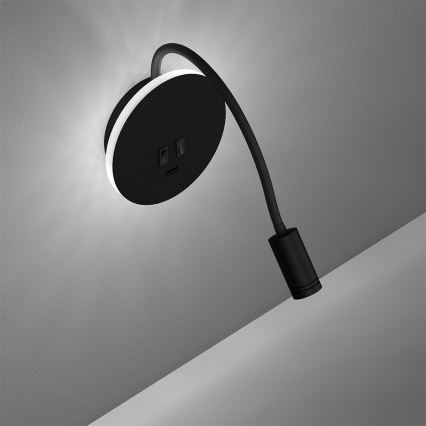 LED Flexible wall petit lampe BASE 1xLED/8W+1xLED/2W/230V noir/argent