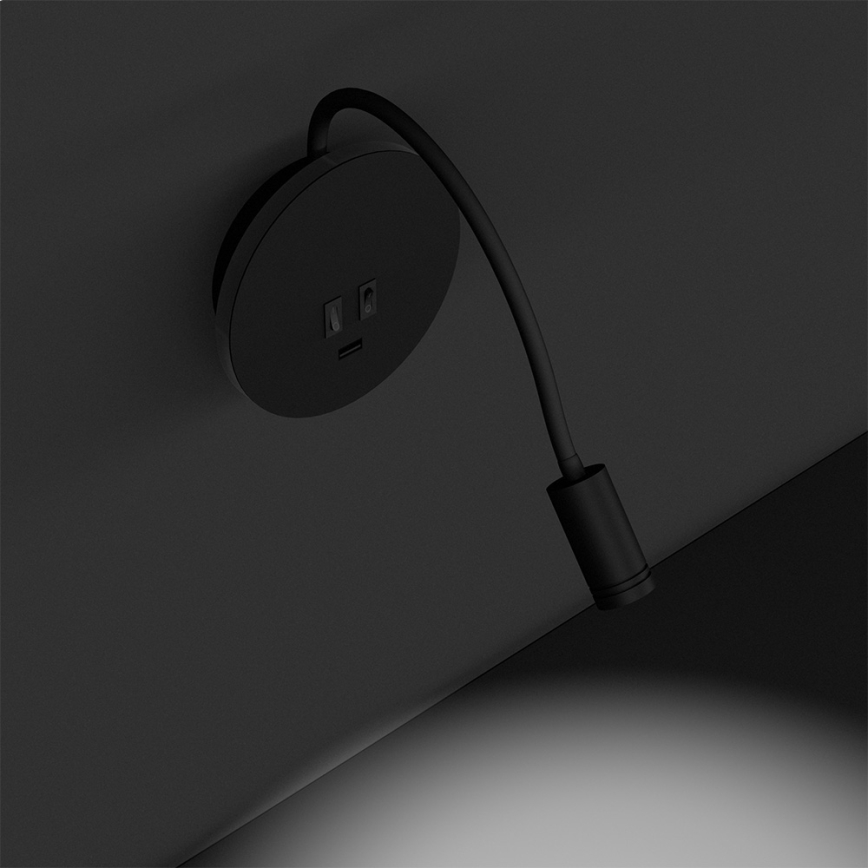 LED Flexible wall petit lampe BASE 1xLED/8W+1xLED/2W/230V noir/argent